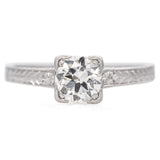 Antique Platinum 0.56 Ct. Diamond Solitaire Etched Engagement Ring