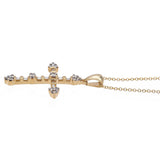 14K Yellow Gold Baguette & Round Diamond 0.22 TCW Cross Pendant Necklace