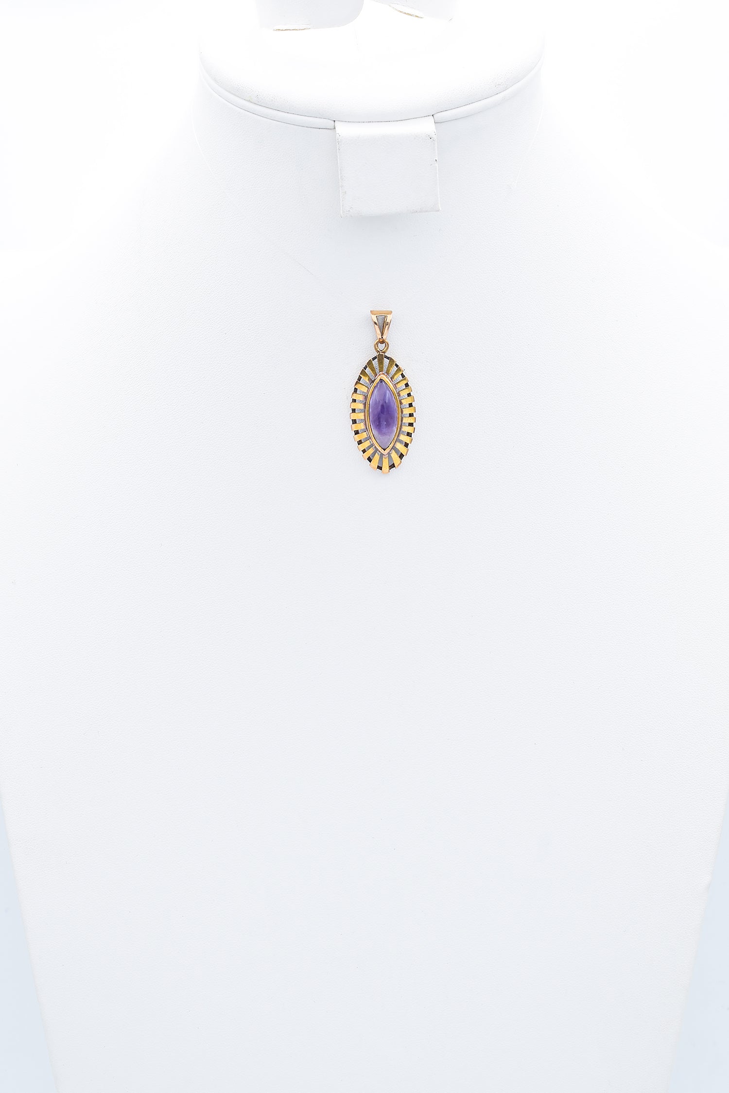 Vintage 14K Yellow Gold 7.14 Ct Amethyst Marquise Pendant