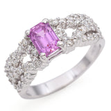 18K White Gold 1.25ct Pink Sapphire and Diamond Ring