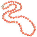 Vintage 14K Yellow Gold Pink Salmon Coral Beaded Strand Necklace