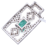 Estate 18K White Gold 1.37 Ct Colombian Emerald & 0.85 TCW Diamond Pendant