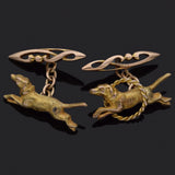 Antique 14K Yellow Gold Agility Show Dog Cufflinks