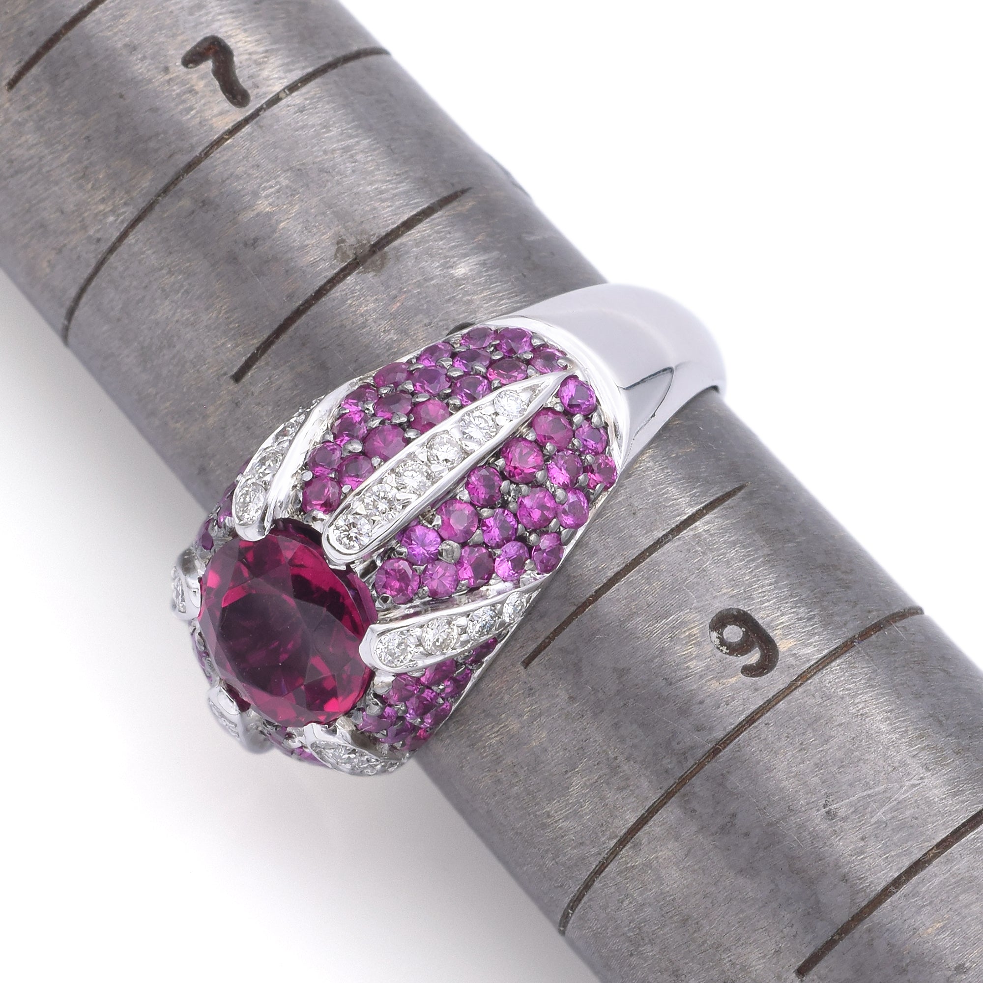 Sonia B. 18K White Gold Pink Tourmaline, Pink Sapphire & Diamond Dome Ring