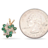 14K Yellow Gold Emerald and Diamond Cluster Pendant