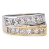 14K Yellow and White Gold 1.5 TCW Diamond Princess Cut Channel Set Ring