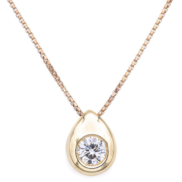 Ganning 14K Yellow Gold 0.50 Ct Diamond Pear Pendant Necklace