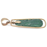 Vintage 14K Yellow Gold Green Jade Carved Squash Fruit Pendant