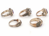 Lot of 5 Vintage Judith Jack Sterling Silver Multi-Stone Rings Size 6.75 - 9