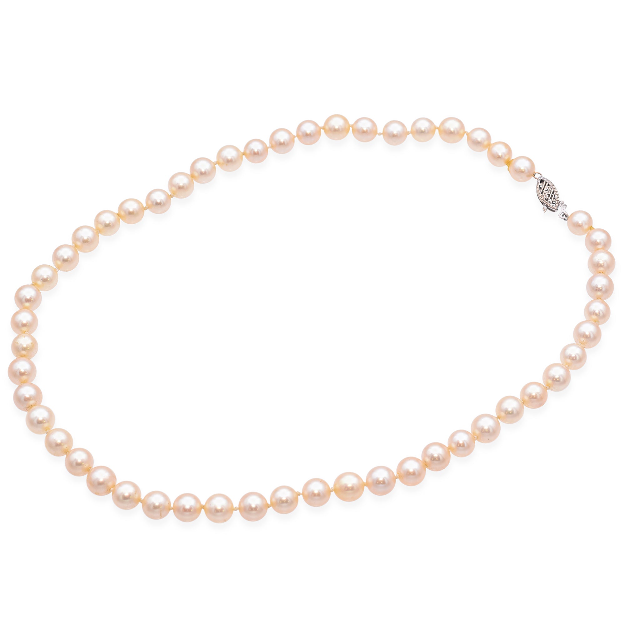 14K White Gold Pearl Strand Necklace 15 Inches