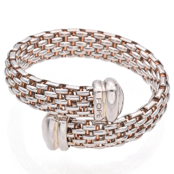 Fope Italy 925 Sterling Silver, Rose Gold Rope Bangle Bracelet