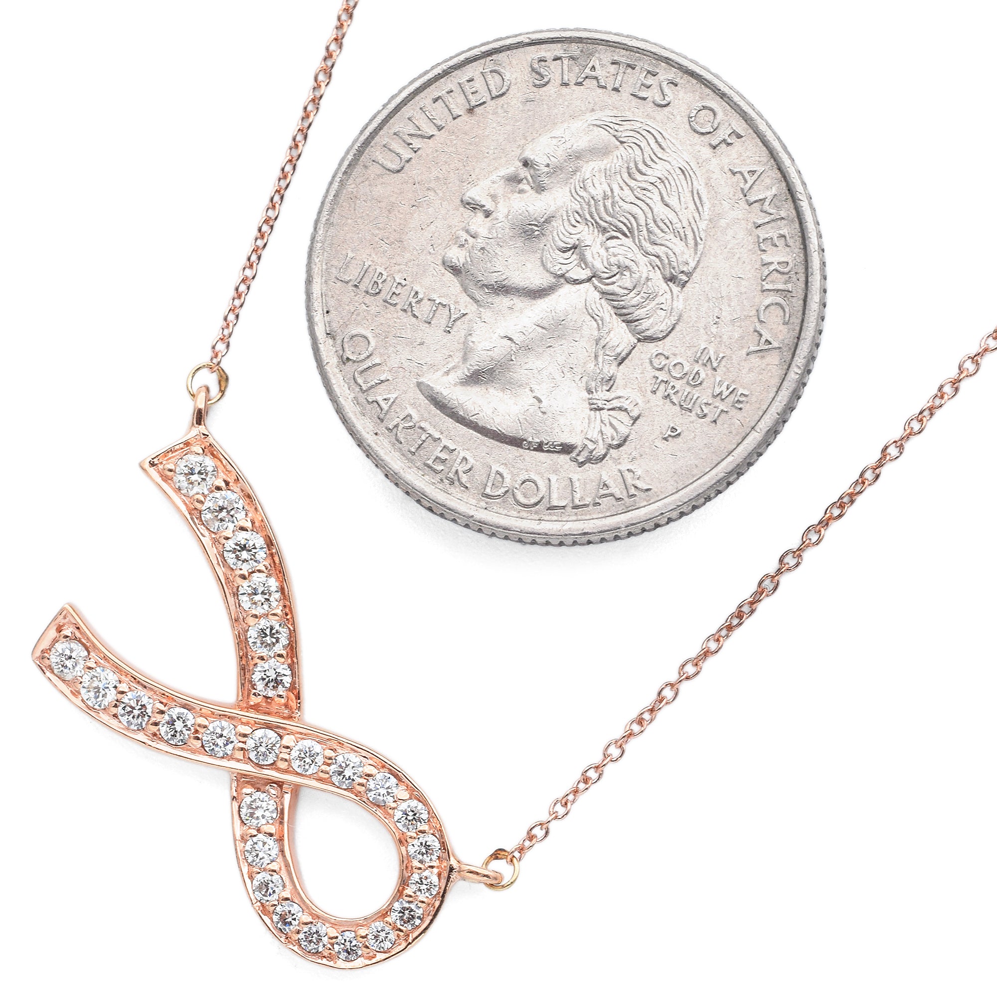 Rafa 14K Rose Gold 0.54 TCW Diamond Ribbon Pendant Necklace 17 Inches