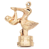 Vintage 14K Yellow Gold Stork with Baby Charm Pendant 9.5G