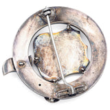 Antique Victorian Multi-Stone Silver Scottish Shield Garter Pebble Brooch Pin