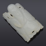 Antique Mutton Fat Jade Carved God of Longevity Shoulao Pendant 37.0 x 21.7 mm