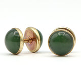 Vintage 14K Yellow Gold Nephrite Men's Double Faced Cufflinks, 8 Grams