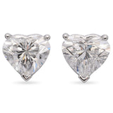 IGI Certified 2.07 TCW Heart Cut Lab Diamond 14K White Gold Stud Earrings D VS1