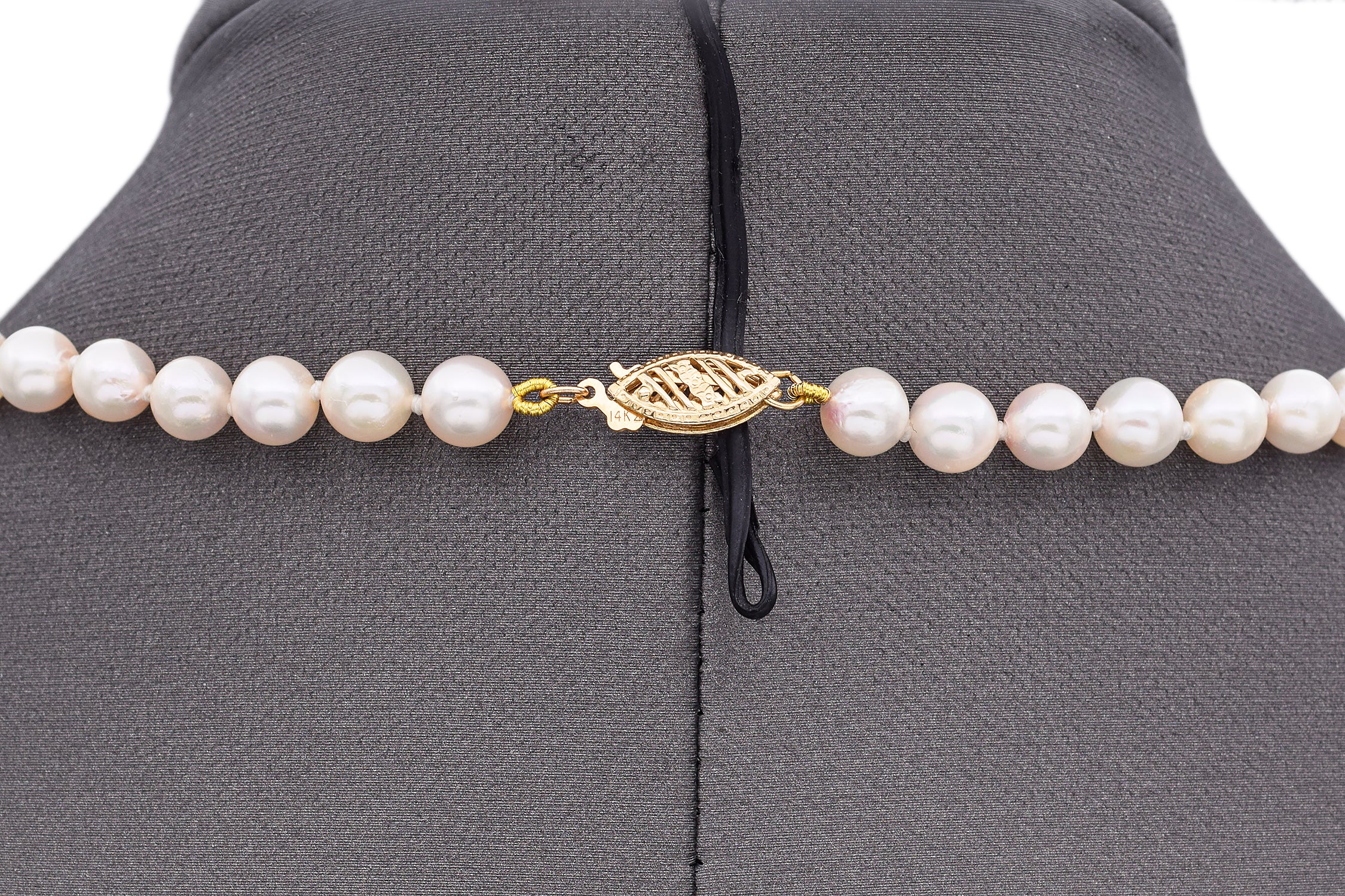 Vintage 14K Yellow Gold Pearl Beaded Strand Necklace 17.5 Inches