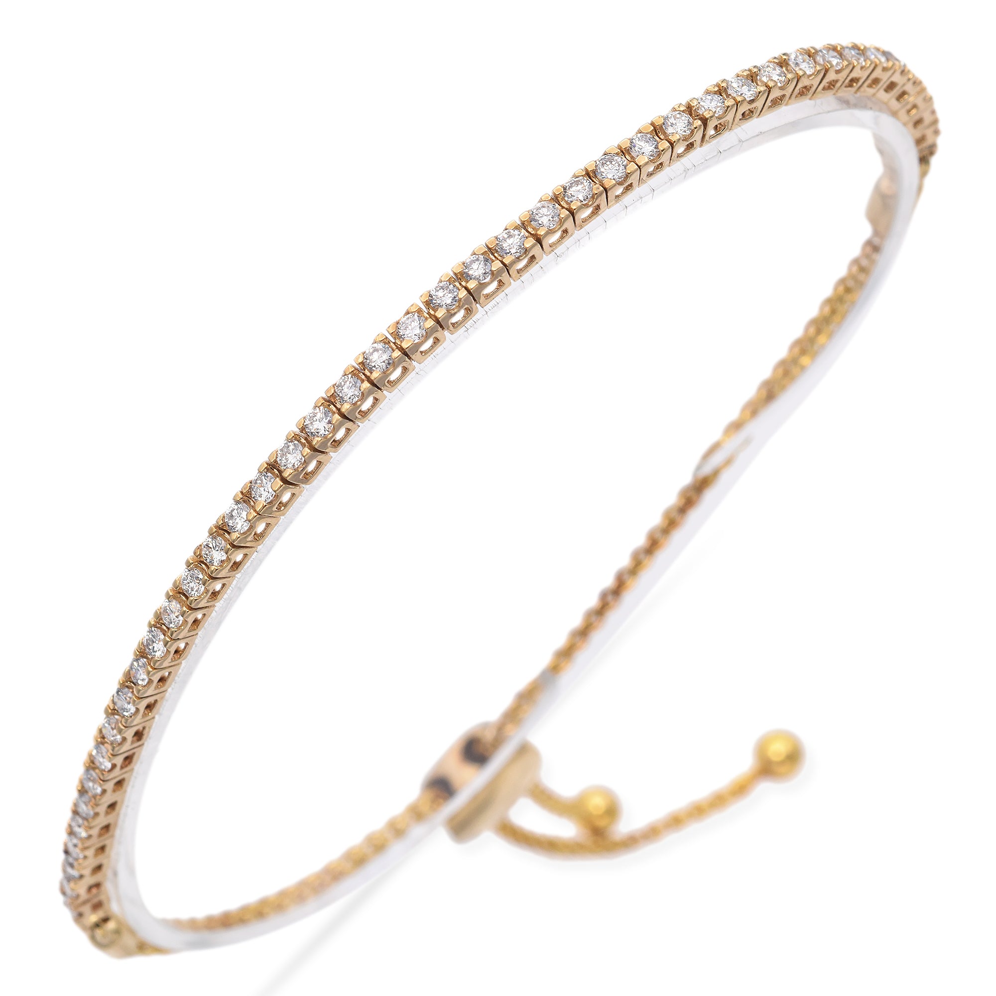 14K Yellow Gold 1.26 TCW Diamond Pulley Tennis Bracelet