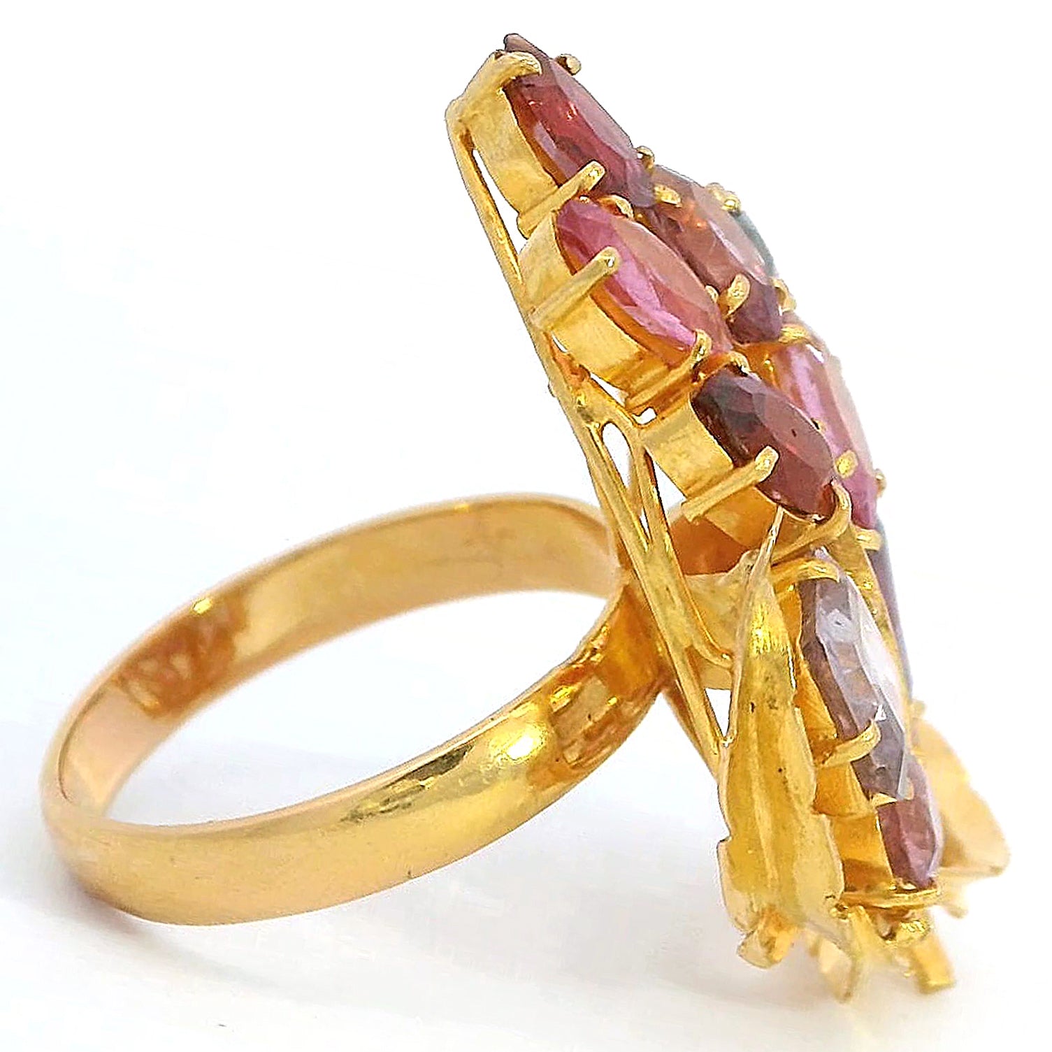 Estate 20K Yellow Gold Multi-Color Spinel Ring, Size 5.75