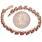 10K Yellow Gold 16.5 TCW Garnet Heart Tennis Bracelet