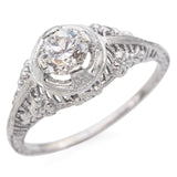 Vintage 18k White Gold 0.54 Ct. Diamond Filigree Engagement Ring