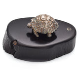 Vintage Sterling Silver Turtle Standing on Black Coral Base