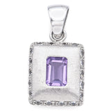 Estate 14K White Gold Amethyst & CZ Rectangle Pendant