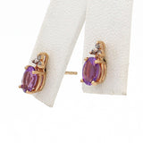 10K Yellow Gold Amethyst Diamond Stud Earrings