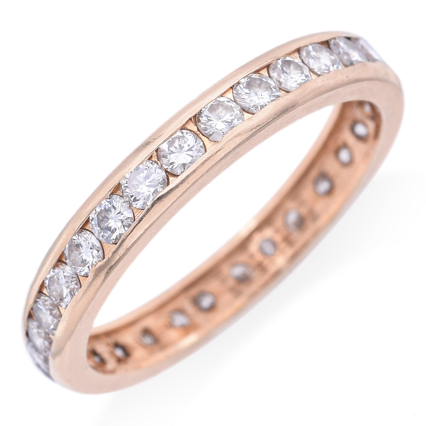 Estate 14K Yellow Gold 0.90 TCW Diamond Eternity Band Ring Size 5.5