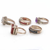 Lot of 5 Vintage Judith Jack Sterling Silver Multi-Stone Rings Size 7 - 9