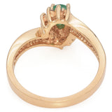 Vintage 14K Yellow Gold Emerald & Diamond Pear Band Ring