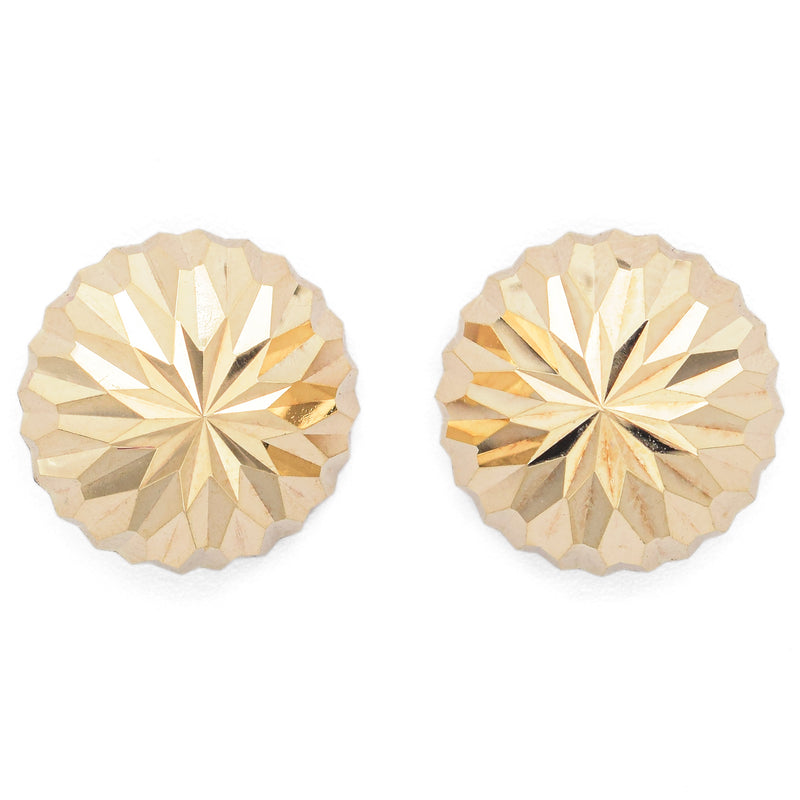 Estate 14K Yellow Gold Etched Dome Stud Earrings