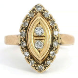 Antique 14K Yellow Gold and Diamond Ring, Size 2.5