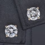 14K Yellow Gold 1.00 TCW Natural Diamond Round Stud Earrings 5.1 mm
