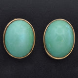 Vintage 14K Yellow Gold Turquoise Oval Cabochon Stud Earrings