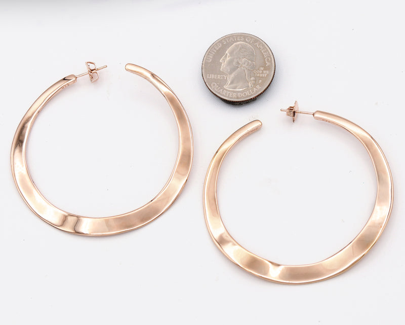 Estate IPPOLITA Rose Gold Vermeil Sterling Silver Hammered Hoop Earrings