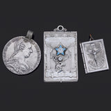 2 Sterling Silver & 1 SP Diamond Garnet Elk, My Companion, Austria Coin Pendants