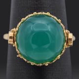 Vintage French 18K Yellow Gold Chrysoprase Tiger's Eye Ball Interchangeable Ring