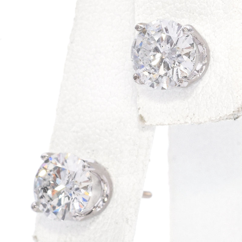 Vintage 14K White Gold 2.06 TCW Diamond Round Screwback Stud Earrings 6.5 mm