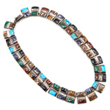 Vintage Taxco Mexico 950 Sterling Silver Multi-Stone Link Choker Necklace 140.5g