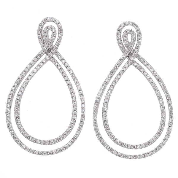 Estate 18K White Gold 0.68 TCW Diamond Pear Swirl Drop Earrings