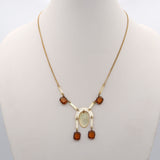 Vintage Gold Filled Mother of Pearl Rhinestone Necklace 13.8 Grams 25 Inches