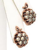 Antique 9K Rose Gold Marcasite Lever-Back Earrings