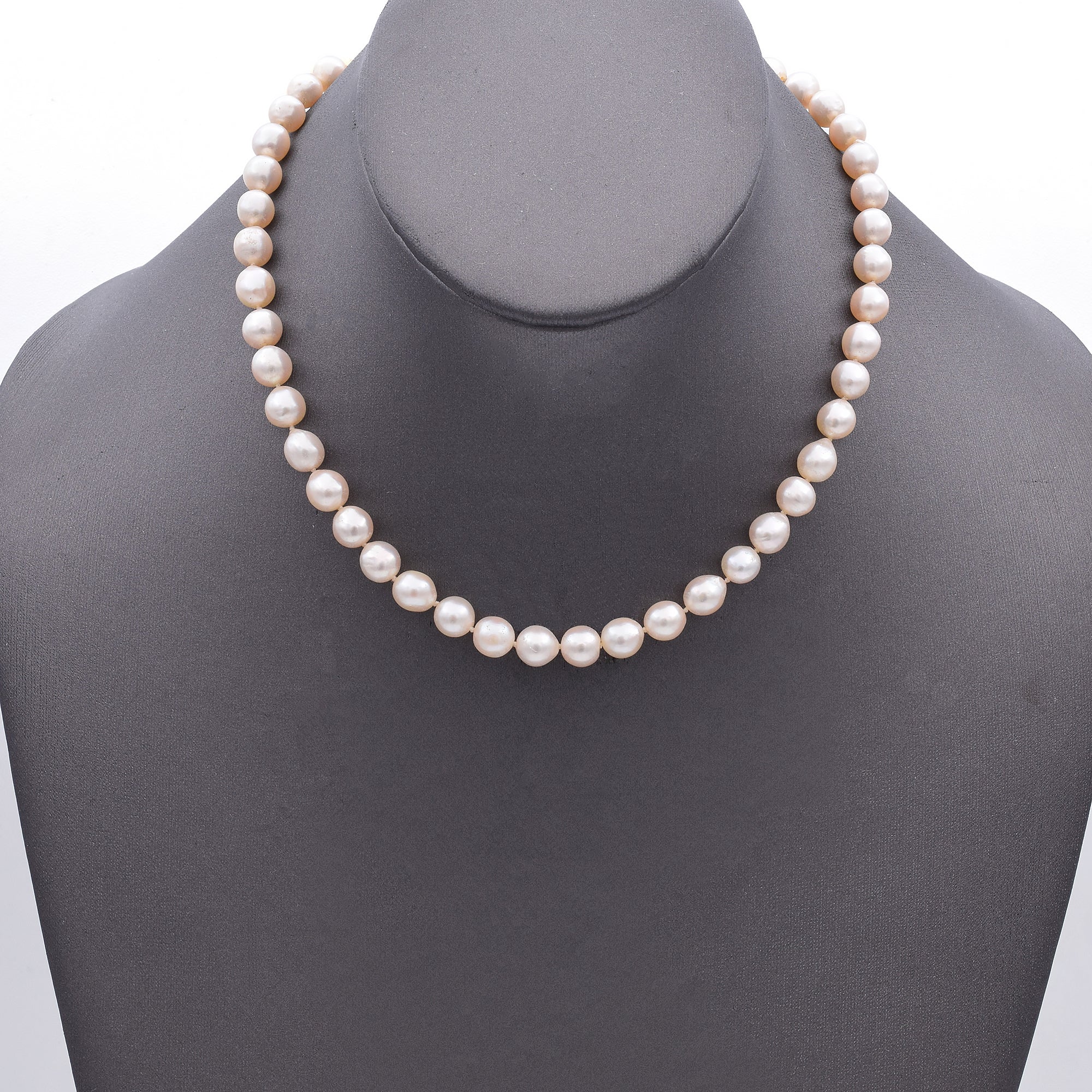 Vintage Silver Pearl Beaded Strand Necklace 15.5 Inches