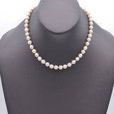 Vintage Silver Pearl Beaded Strand Necklace 15.5 Inches