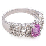 18K White Gold 1.25ct Pink Sapphire and Diamond Ring