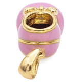 Felix Vollman 18K Yellow Gold Pink Enamel Baby Shoe Charm Pendant