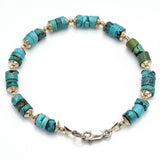 Vintage Sterling Silver Turquoise Southwestern Beaded Strand Bracelet