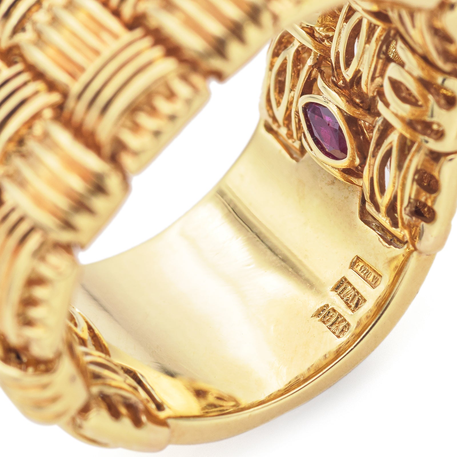 Roberto Coin Appassionata 18K Yellow Gold Flexible Woven Band Ring wit Blue Ribbon Rarities